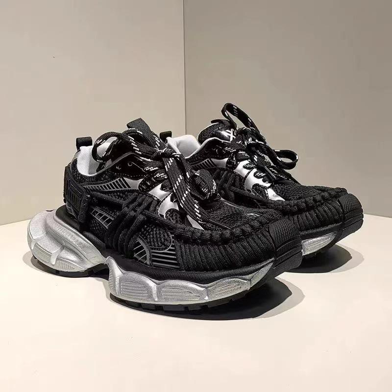 

Dad shoes women s autumn new color polish old straps dirty shoes retro thick sole heightening fashion sneakers 40