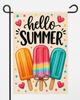 Hello Summer Popsicles Garden Ag 12x18 Inch, Double Sided Burlap Yard Ag with Popsicles Design, Seasonal Welcome Decor F