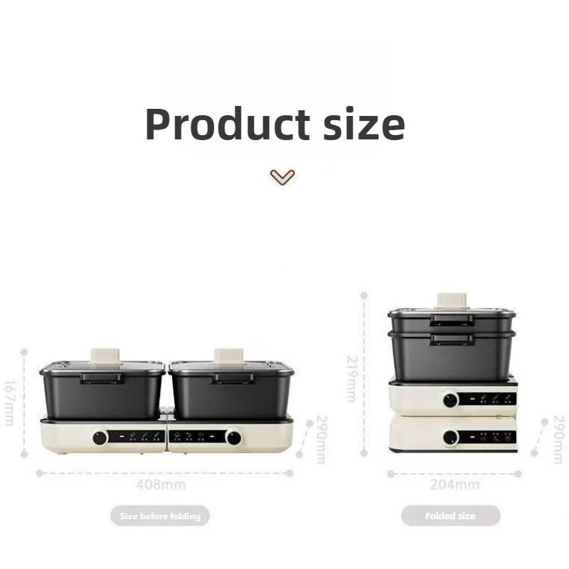 Electric Hot Pot 3L+3L Electric Cooker Stew Pot Folding Dual Steamboat Pot Mandarin Duck Pot Split Foldable Double Flavor