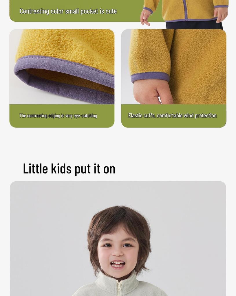 Willberu Kinder 3-in-1 Winddichte Fleecejacke - Jungen & Mädchen Farbblock Wasserdichter Mantel