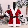 Red Wine Christmas Dining Table Set with Fashion Christmas Wine Bottle Covers Decoration