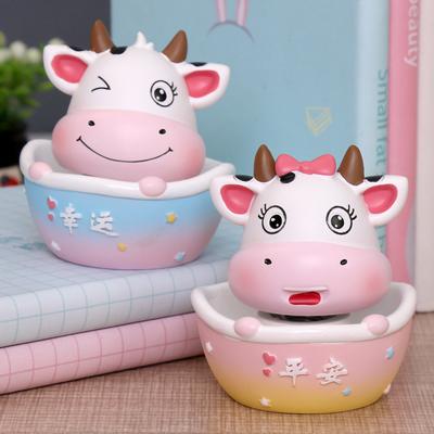 Cute Cow Doll Resin Figurine  Creative Cartoon Resin Cake Ornaments Car Supplies Car Gifts Handmade Crafts