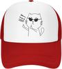 Lustige Katze Hey Mittelfinger Trucker Cap Verstellbare Netz-Baseballkappe Lässig Outdoor