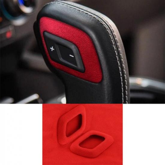 Central Console Gear Shift Knob Head 2* For Ford F-150 F150 2015- Red Suede