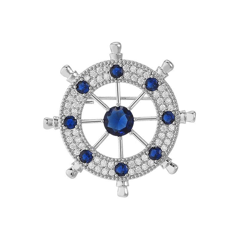 Simple Atmosphere Men'S Rudder Brooch Slightly Inlaid Zircon Coat Suit Accessories Fashion Accessories