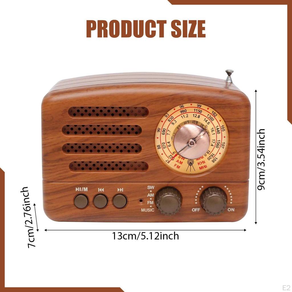 Retro Bluetooth Speaker with Radio Sturdy Home Decor for Outdoor Travel