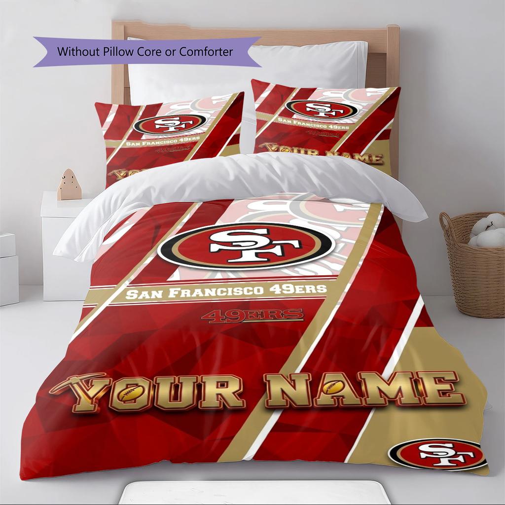 Name Custom SF 49ers Pattern Bedding Set Quilt Cover Pillowcase Home Decor Gift (1 * duvet cover + 2 * pillowcase, without core)