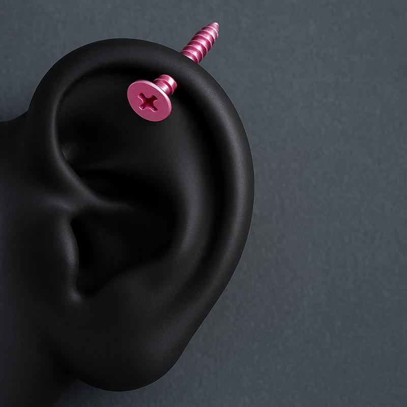 

New Fashion Pink Screws Stainless Steel Ear Bone Nail Trendy Earring For Women Body Piercing Accessorie A1