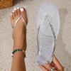 2025 Round Head Fashionable Metal Comfortable Solid Color Casual Beach Cool Slippers Summer New Sexy Comfortable Women's Shoes