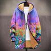 Winter British Style Hooded Zip Up Cotton Jacket Teens Streetwear 3D Print Fleece Lined