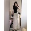 Spicy American Floral Lace Mermaid Maxi Skirt