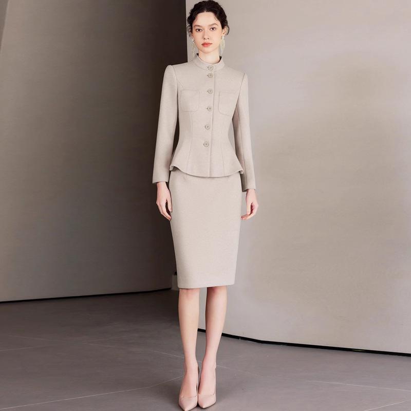 AD Winter Damen High-End Pink Wollmischung Blazer & Hosen Set - Elegantes Professionelles Outfit