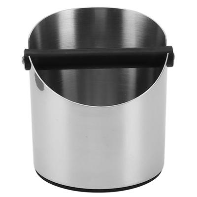 Coffee Knock Box Round Stainless Steel Coffee Machine Knock Box Anti Slip Base Large Capacity Slug