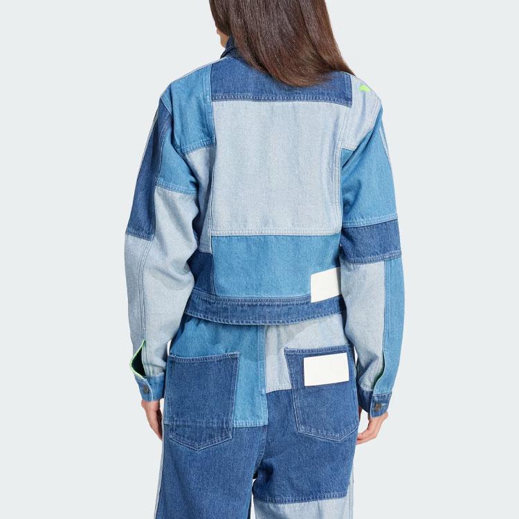 adidas Originals Kseniaschnaider Denim Patchwork Track Top Women Jacket Light-Blue IU2464