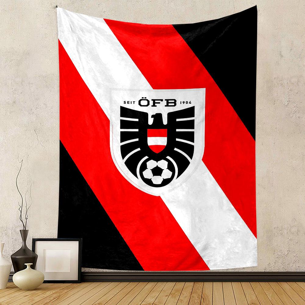 Austrian Football Logo Design Patterned Tapestry Decorative Wall Hanging, Home Bedroom Living Room Decor