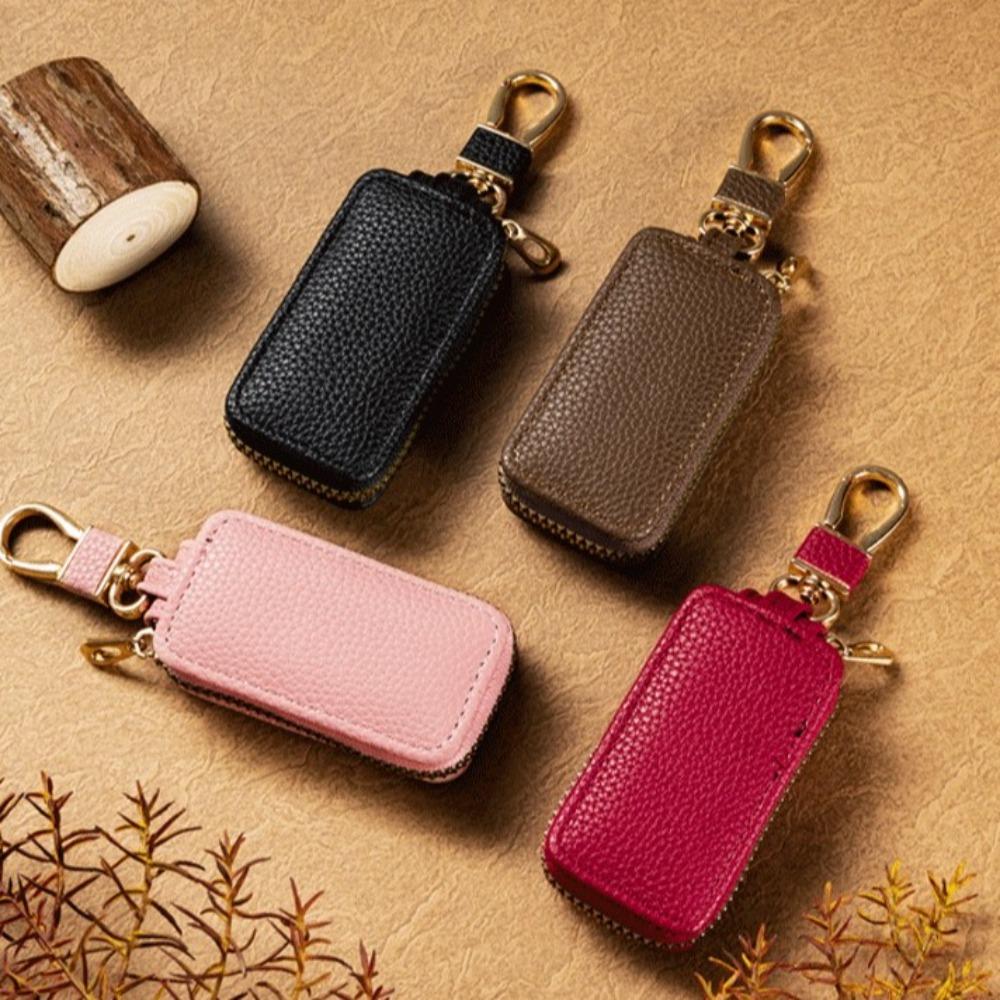 New PU Leather Car Key Bag Wallet Keychain Fashion Zipper Key Holder Organizer Simple Mini Car Key Case