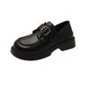 British Style Small Leather Shoes Women's 2025 Autumn New Thick-soled Thick-heeled Uniform Shoes Are Not Tired of Feet, One-word Buckle Loafers