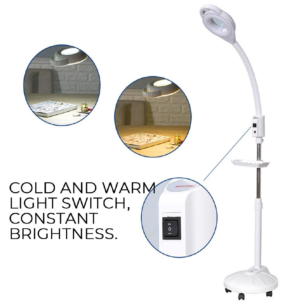 16X 220v-240V Glass Ligth Len Facial Light LED Magnifying Floor Stand Lamp Diopter Magnifier