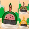 Small Broom Dustpan Set Fruit Themed Anti-scratch Desktop Crumb Sweeper Glass Piano Surfaces Fine Dust Debris Handheld Broom