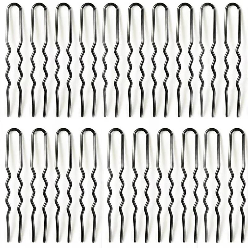 Unsichtbare U-förmige Haarnadeln für Damen Schwarze Haarspangen Wellige Haarspangen Einfache Haarnadeln für Mädchen Metall-Haarklammern Modische Haaraccessoires