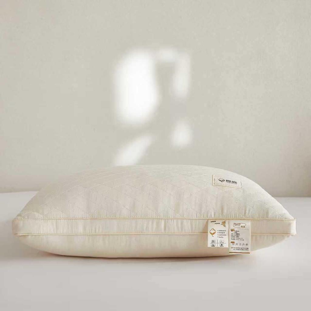Antibacterial Cotton Linen Pillow for Neck Protection & Cervical Spine Support - Single Dormitory Use