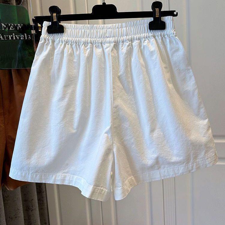2026 Summer Korean Style High-Waisted Slimming Cotton Shorts with Pockets