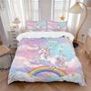 Unicorn Dreams Rainbow Sky Print 3Pcs Bedding Setduvet Cover With 2 Bedropillowcase Home Birthday Gift