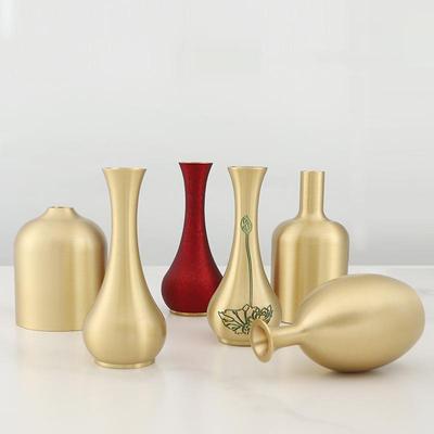 Pure Brass Jade Vase: Creative Light Luxury Home Decoration Flower Ornament