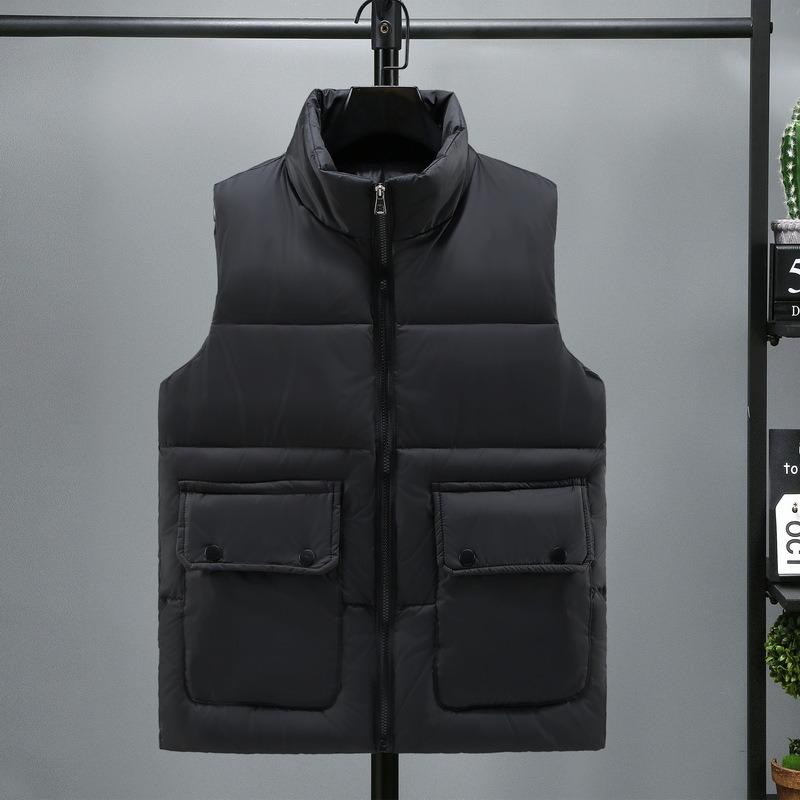 

Autumn and winter new stand-up collar vest men s enlarged warm men s outer wear thickened vest student loose coat vest M (60-42.5 kg) чорний