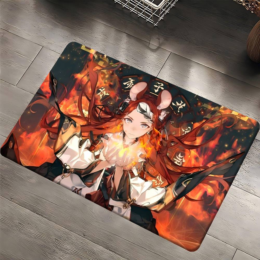 Game H-HololiveS H-Hakos Baelz Anime Hallway Carpet Washable Non-Slip Living Room Sofa Chairs Area Mat Kitchen Doormat Area Rug