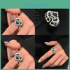 Unique S925 Silver Deep Green Mosaic Heart Ring With Geometric Design For Women