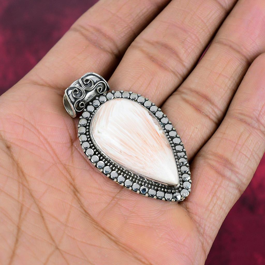 Scolecite Pendant, 925 Solid Sterling Silver Pendant Handmade Gemstone Jewelry, Gifts For Wife Brand New Pendant