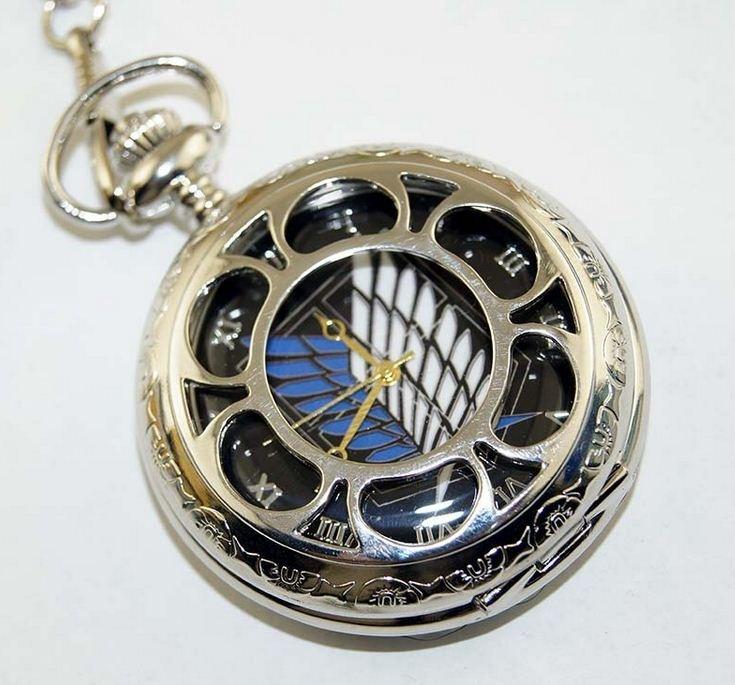 Anime Shingeki no Kyojin Kapesní hodinky Průzkumný sbor Modrobílý znak s krabičkou Dárek