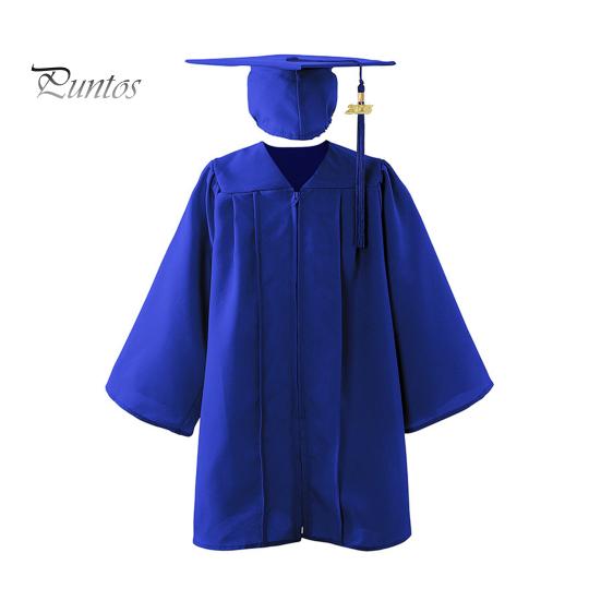 Children Kindergarten Graduation Uniform with Hat And Tassel V Neck Knee Length Long Sleeve Zipper Closure Elementary Graduation Robe Kids Graduation