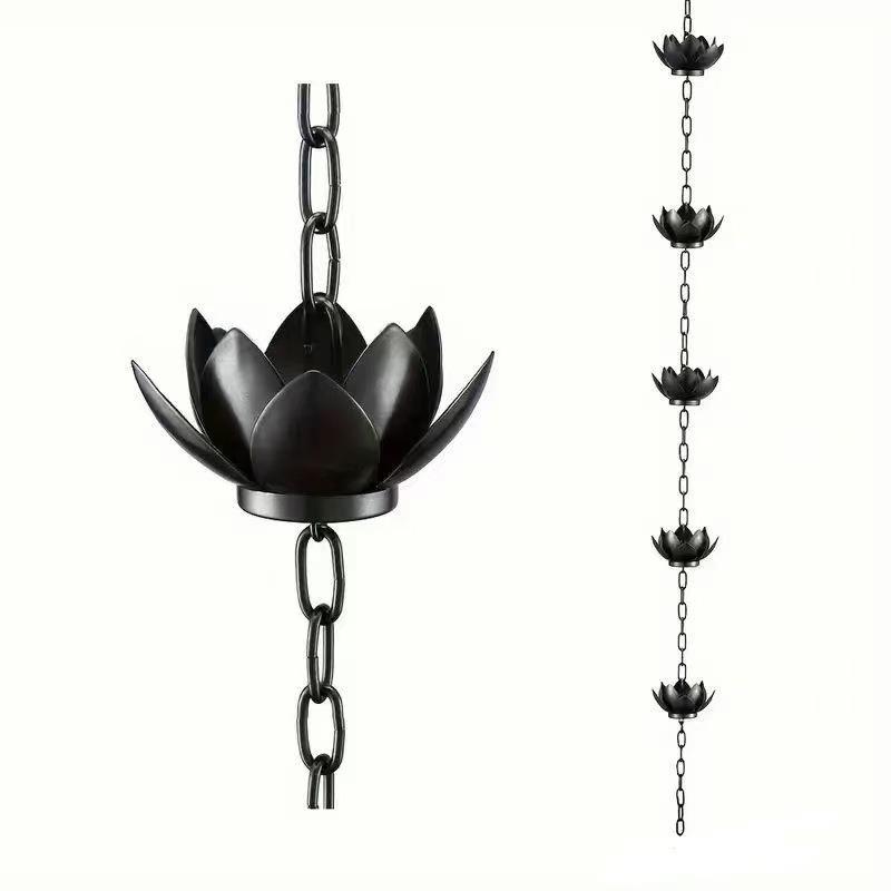 Retro Metal Lotus Rain Chain - Outdoor Gutter Downspout Water Guide
