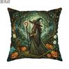 2D Flat 1pc Fantasy Witch Pillowcases Green Throw Pillow Covers One-Sided Printing Without Pillow Inserts Sofa Bed Decor for Living Room Bedroom, for