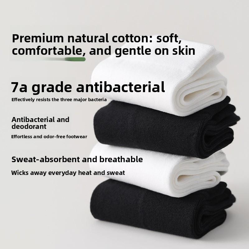 Men's Pure Cotton Autumn-winter Mid-length Socks with Antibacterial, Sweat-absorbing and Odor-preventing Properties. Cotton Business Men's Socks.
