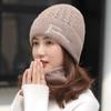 Windproof Neck Scarf Cap Plush Hat Scarf Set Warm Beanie Hat Scarf  Cycling
