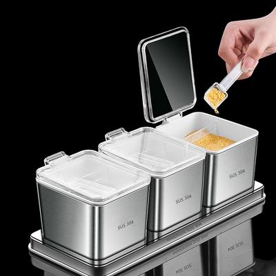 Deutsches 304 Edelstahl Gewürzbox Set Haushaltskombination Küchenorganizer und Aufbewahrungsbehälter Gewürze Werkzeuge Gadgets
