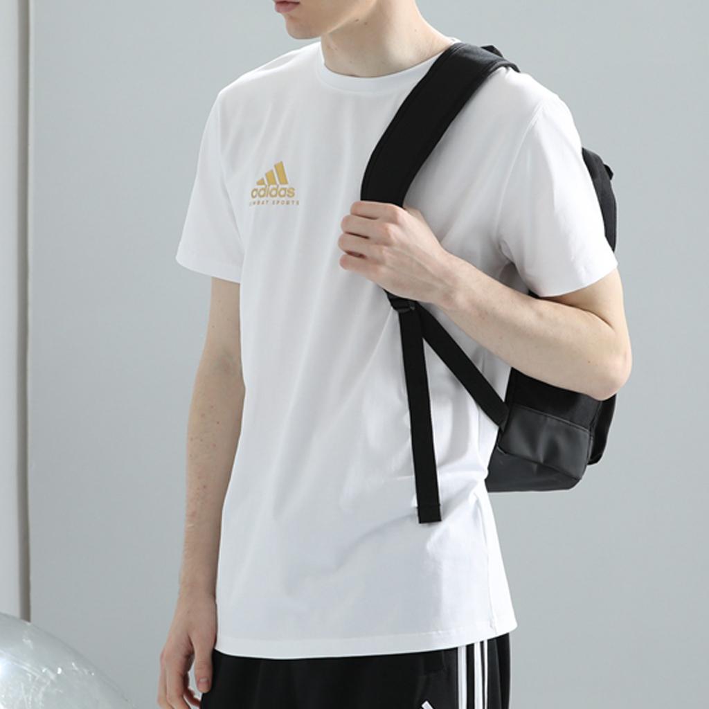 Adidas Moisture-Wicking Lightweight Sports Casual Crew Neck Short Sleeve T-Shirt Men Tops White Gold ADICSTS06P-WG