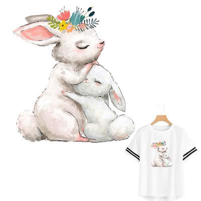 Remendo de ferro em roupas coelho bonito adesivos transferência de calor parches camiseta emblemas lavável diy adesivo