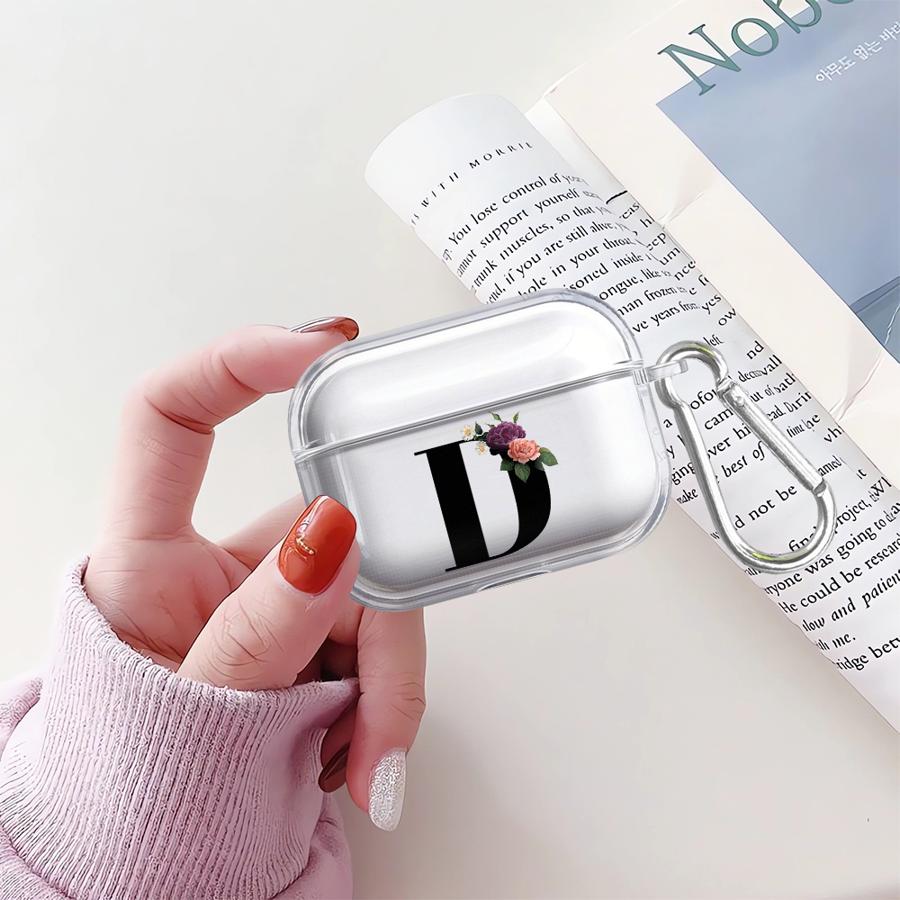 Case For Airpods 1 Pro2 Pro3 3 4 2 Pro Clear Earphone Cases Cover Lnitial Letter