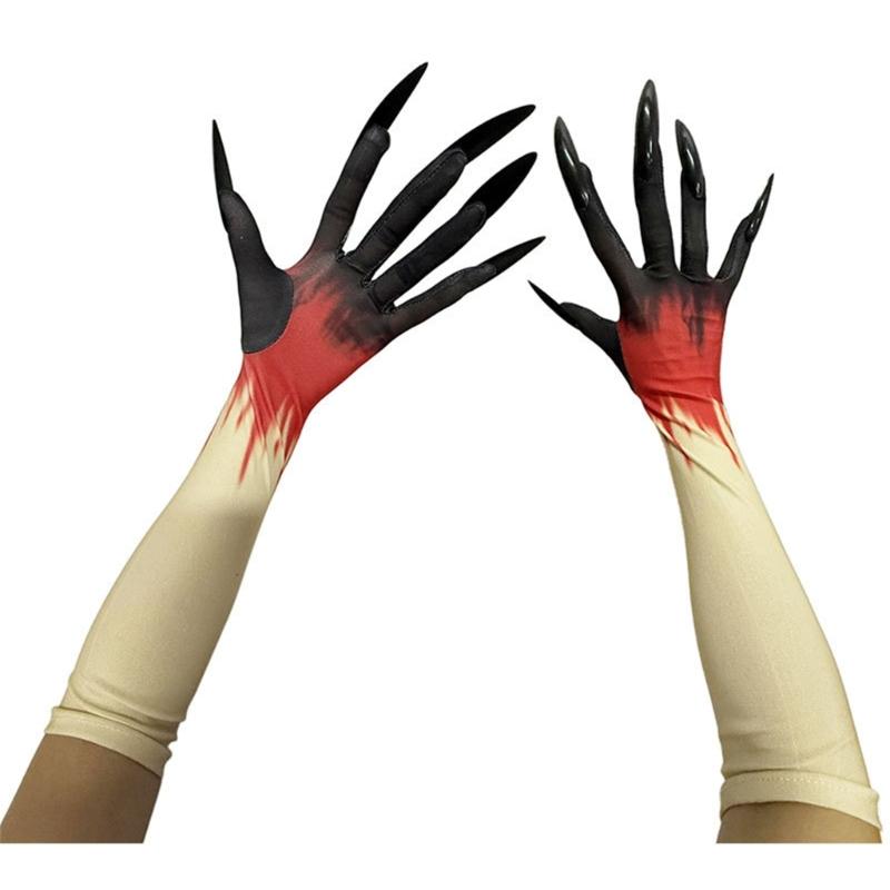 Realistic Horror Nails Gloves For Halloween Costume Party Accessories Practical Scary Claws Scary Role Play Gloves