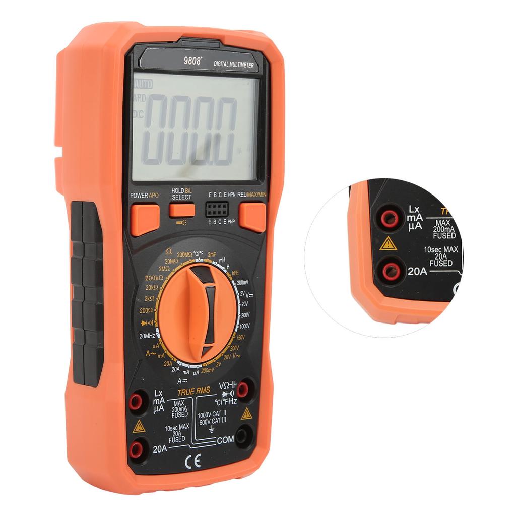 9808+ High Accuracy Digital Multimeter Multifunctional Electrical Tester Measuring AC DC Voltage Current Capacitance