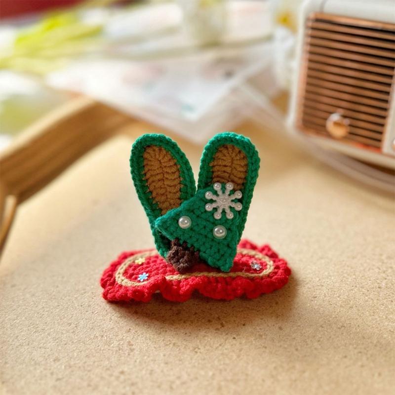 Stylish Christmas Hair Clip Eye Catching Design Hair Clip Hairpin Festive Knitted Hair Accessory for Children Christmas