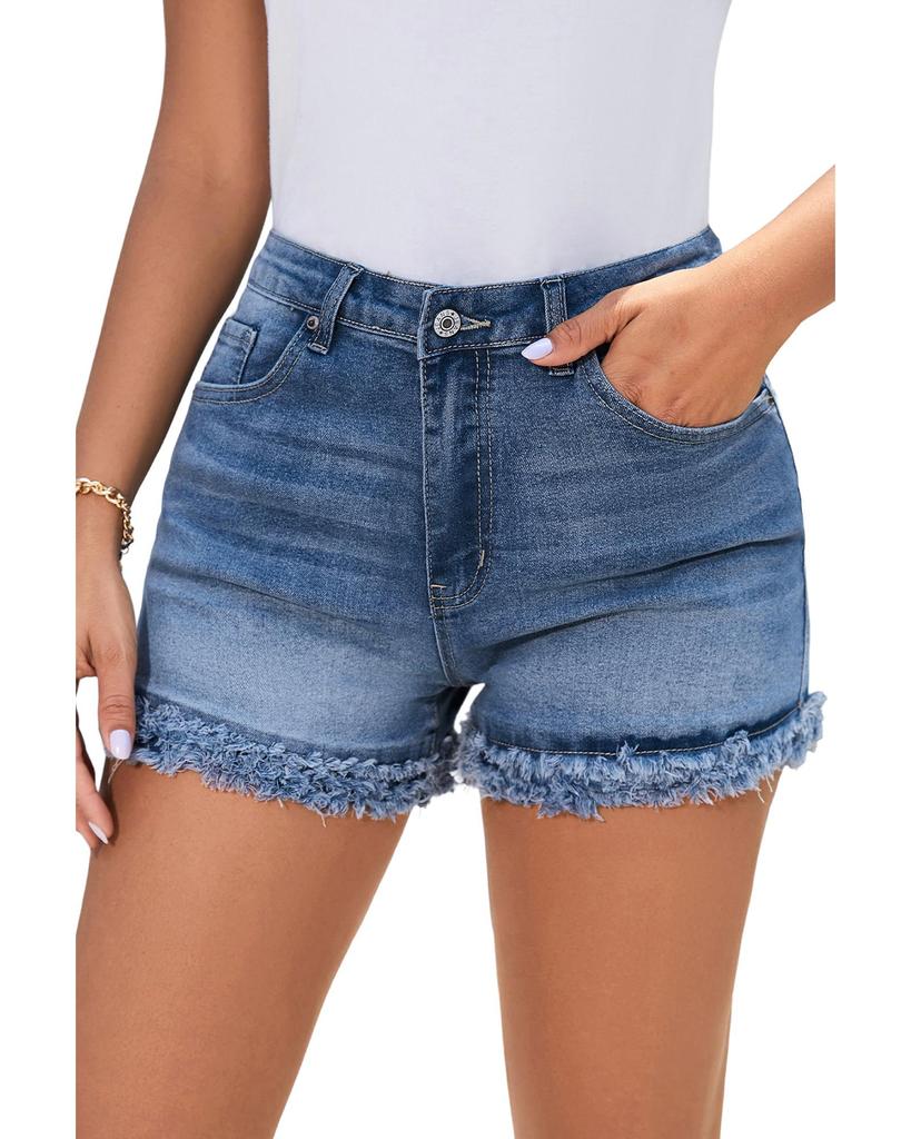 Azura Exchange High Waist Raw Hem Denim Shorts