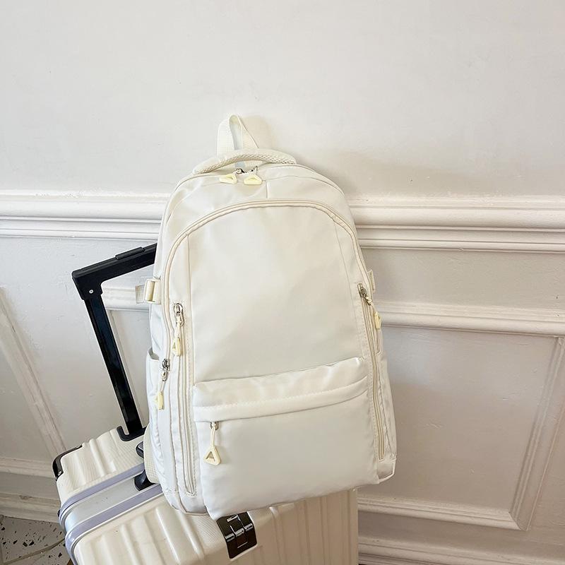

Новый школьный рюкзак для ученицы средней школы, женский кампусный однотонный рюкзак, модный рюкзак большой вместимости для ученицы средней школы белый