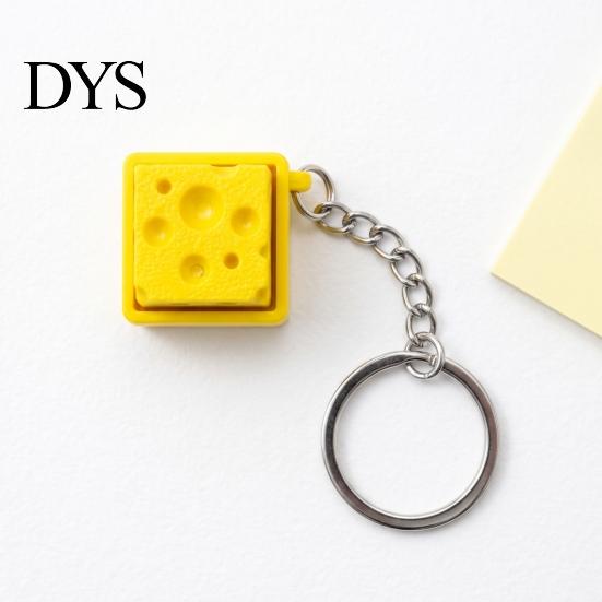 Unique Cheese Shape Keyring Fidget Keychain, Mechanical Keyboard Click, Creative Sound Stress Relief Funny Sensory Gift Toy, Durable Plastic Portable