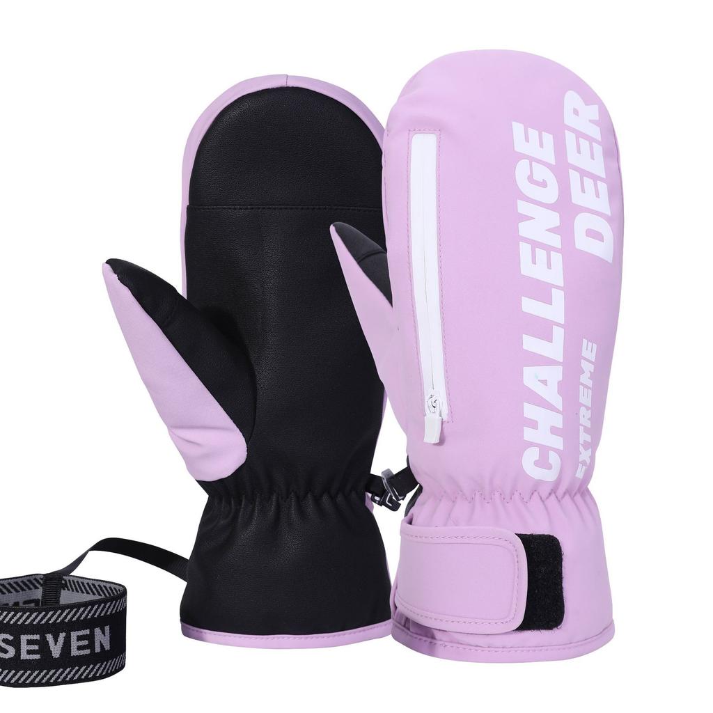 Ski Gloves for Women In Winter with Warmth and Fleece Student Snowboard Five Finger Inside, and Men's Waterproof Touch Screen