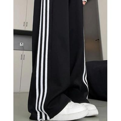 Black Sweatpants Children's New Autumn Small Casual Striped Straight Loose Wide-leg Sweatpants